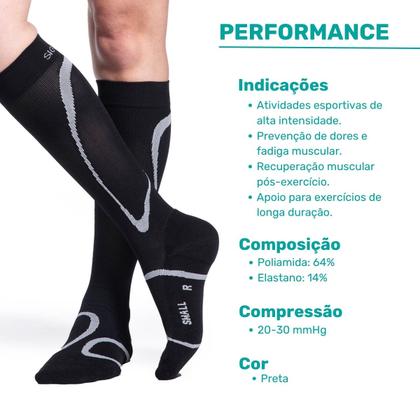 Imagem de Meia Compressiva para Esportes  Sigvaris Performance  20-30mmHg - Preta