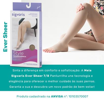 Imagem de Meia Coxa 7/8  Sigvaris Ever Sheer  20-30mmhg Ponta Aberta - Natural