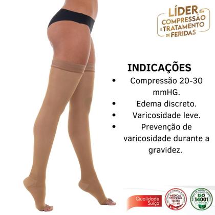 Imagem de Meia Coxa 7/8 Venosan 6000 Compressão 20-30mmHg Pé Aberto Bege