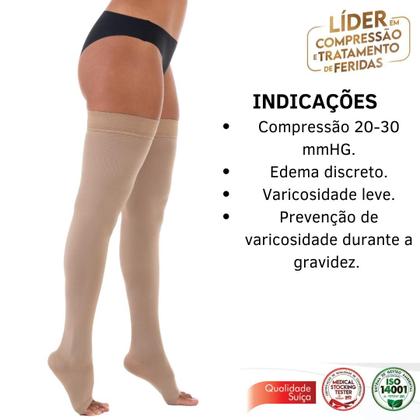 Imagem de Meia Coxa 7/8 Venosan Ultraline 4000 Compressão 20-30mmHg Pé Aberto Bege