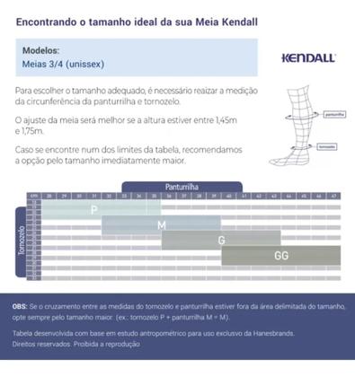 Imagem de Meia Curta Masculina 3/4 Kendall Média Compressão Preto G