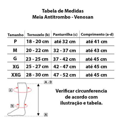 Imagem de Meia de Compressão 3/4 18MMHG Antitrombo Venosan Sem Ponteira Branca