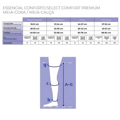 Imagem de Meia de Compressão 7/8 Coxa Ponteira Aberta 20-30mmHg Sigvaris Select Confort Premium