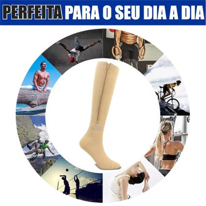 Imagem de Meia De Compressão com fechamento em ziper Para Varizes E Trombose 