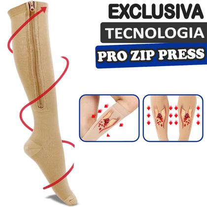 Imagem de Meia De Compressão com fechamento em ziper Para Varizes E Trombose 