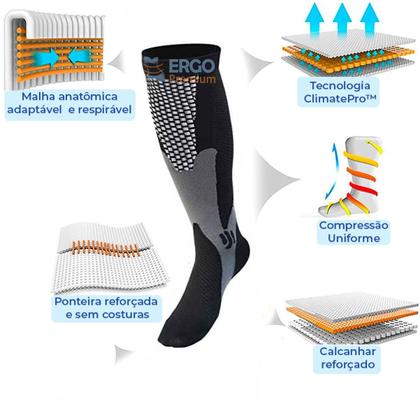 Imagem de Meia De Compressão Elástica com Tecnologia Anti Varizes e Inchaço Original Ergo Premium