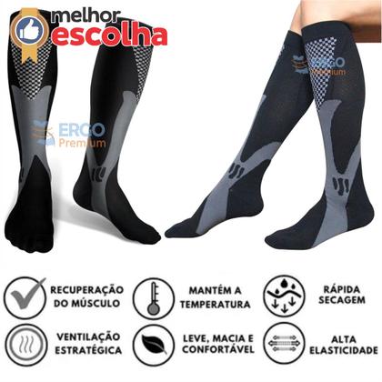 Imagem de Meia De Compressão Elástica com Tecnologia Anti Varizes e Inchaço Original Ergo Premium