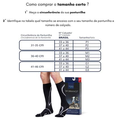 Imagem de Meia de Compressão Panturrilha Performance Preta 3/4 2030 mmHg Masculina Sigvaris