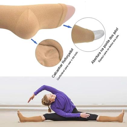 Imagem de Meia De Compressão Para Varizes E Trombose Com Zíper Bege