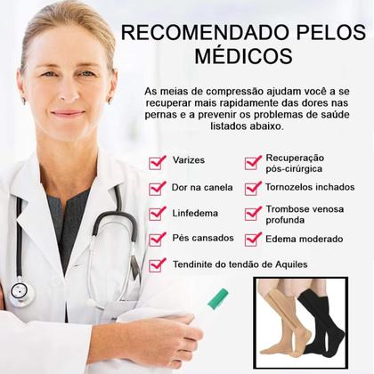 Imagem de Meia De Compressão Para Varizes E Trombose Com Zíper Bege