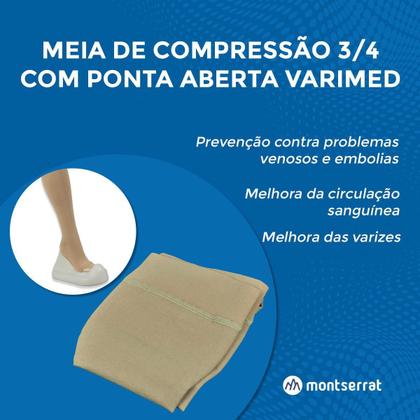 Imagem de Meia de Média Compressão 3/4 Varimed 23-32mmHg Bege Sem Ponteira