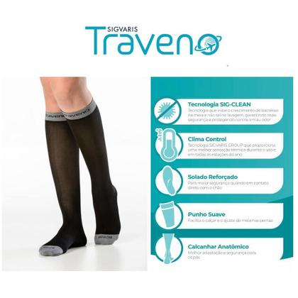 Imagem de Meia De Viagem Traveno 170 Sigvaris Unissex Preta - P
