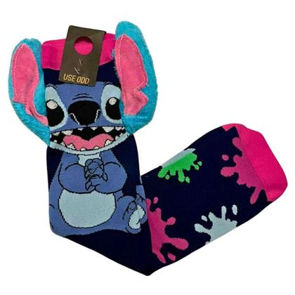 Imagem de Meia Divertida 3d Cano Alto Stitch E Angel Infantil Juvenil Angel 29-36