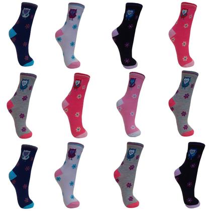 Imagem de Meia Feminina Cano Médio Juvenil  Kit 12 Pares