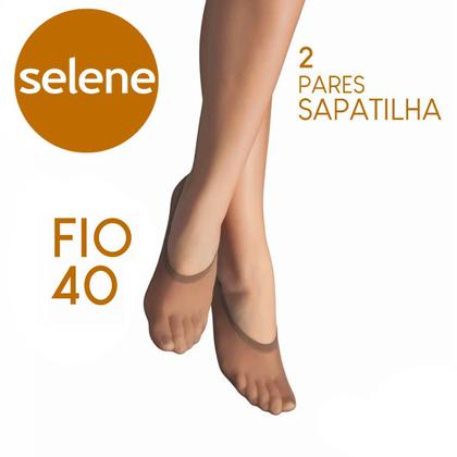 Imagem de Meia Feminina Sapatilha Fio 40 2 Pares Natural