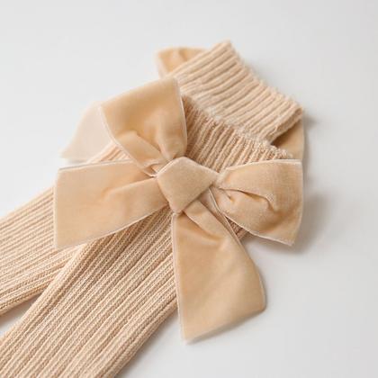 Imagem de Meia Infantil 3/4 Com Laço Veludo Papilloo