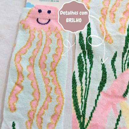 Imagem de Meia Infantil 3/4 divertida lúdica 26-30 Menina Feminino Pimpolho