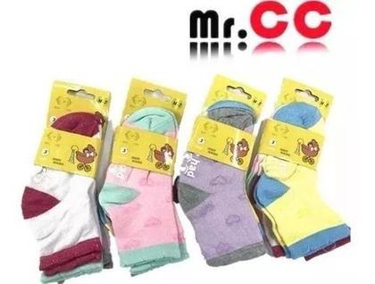 Imagem de Meia Infantil Atacado Kit 12 Pares Bebê Ate 12 Meses Minina