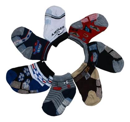 Imagem de Meia Infantil Menino Com antiderrapante Kit com 12 pares Cano médio