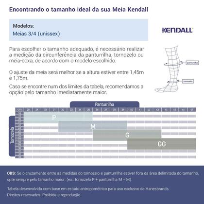 Imagem de Meia Kendall 3/4 Alta Compressão Care com ponteira 3113 Preto