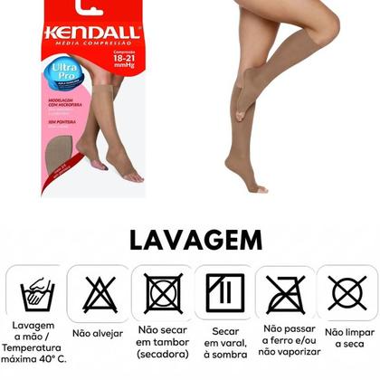 Imagem de Meia Kendall 3/4 Média Compressão 15~20mmHg Sem Ponteira Feminina