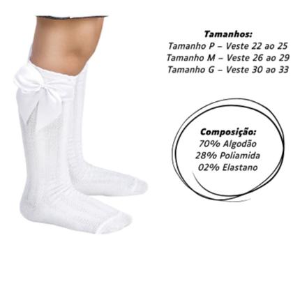 Imagem de Meia kids festa 3/4 menina fashion infantil cano longo laço galochita