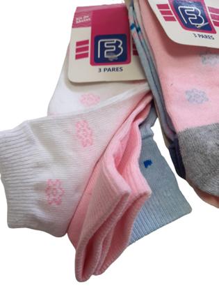 Imagem de Meia Kit 3 Pares Infantil Menina Cano Curto Fb 004fbwc