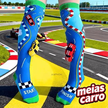 Imagem de Meia Maluca Divertida Cano Alto 3D Menina Menino Infantil