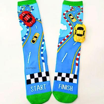 Imagem de Meia Maluca Divertida Cano Alto 3D Menina Menino Infantil