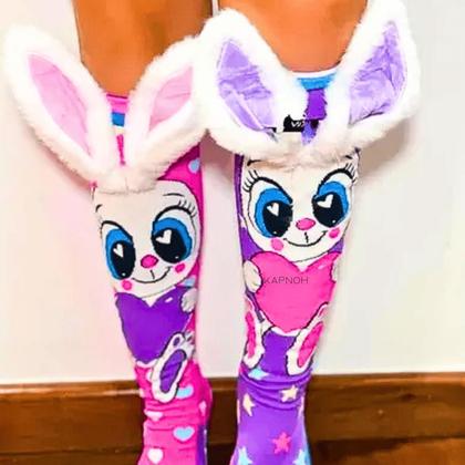 Imagem de Meia Maluca Divertida Cano Alto 3D Menina Menino Infantil