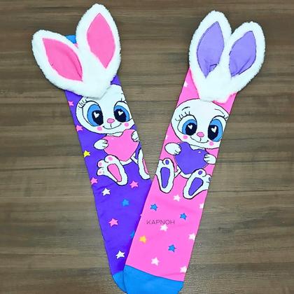 Imagem de Meia Maluca Divertida Cano Alto 3D Menina Menino Infantil