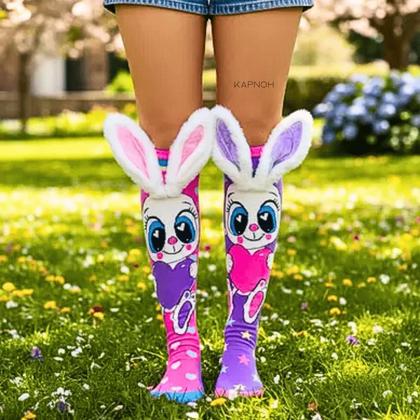 Imagem de Meia Maluca Divertida Cano Alto 3D Menina Menino Infantil