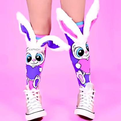 Imagem de Meia Maluca Divertida Cano Alto 3D Menina Menino Infantil