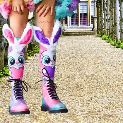 Imagem de Meia Maluca Divertida Cano Alto 3D Menina Menino Infantil