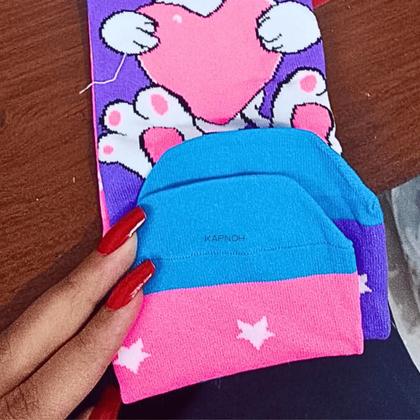 Imagem de Meia Maluca Divertida Cano Alto 3D Menina Menino Infantil