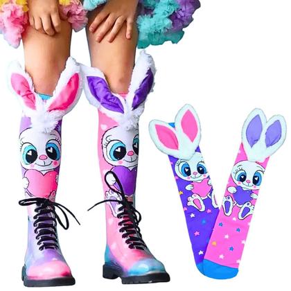 Imagem de Meia Maluca Divertida Cano Alto 3D Menina Menino Infantil