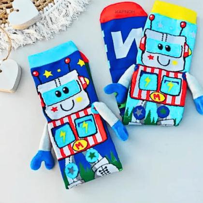 Imagem de Meia Maluca Divertida Cano Alto 3D Menina Menino Infantil