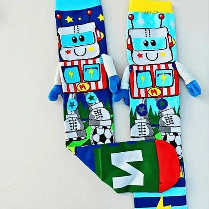 Imagem de Meia Maluca Divertida Cano Alto 3D Menina Menino Infantil