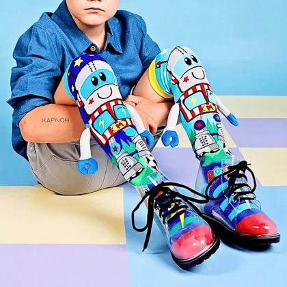 Imagem de Meia Maluca Divertida Cano Alto 3D Menina Menino Infantil