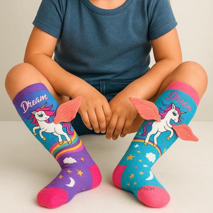 Imagem de Meia Maluca Divertida Cano Alto 3D Menina Menino Infantil