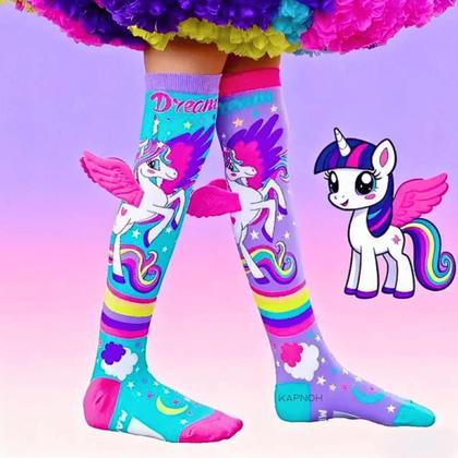 Imagem de Meia Maluca Divertida Cano Alto 3D Menina Menino Infantil