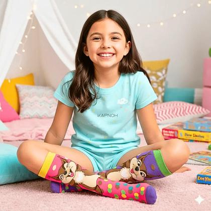 Imagem de Meia Maluca Divertida Cano Alto 3D Menina Menino Infantil