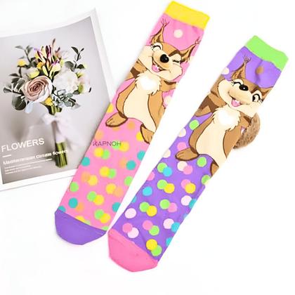 Imagem de Meia Maluca Divertida Cano Alto 3D Menina Menino Infantil