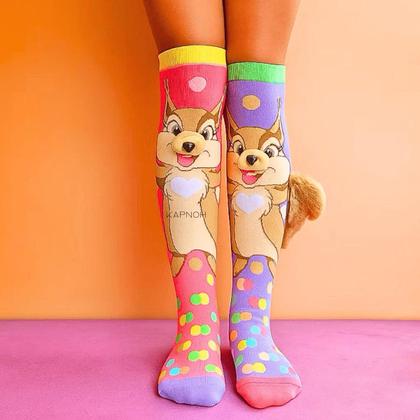 Imagem de Meia Maluca Divertida Cano Alto 3D Menina Menino Infantil