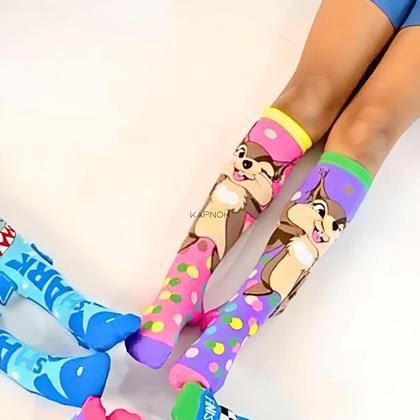 Imagem de Meia Maluca Divertida Cano Alto 3D Menina Menino Infantil