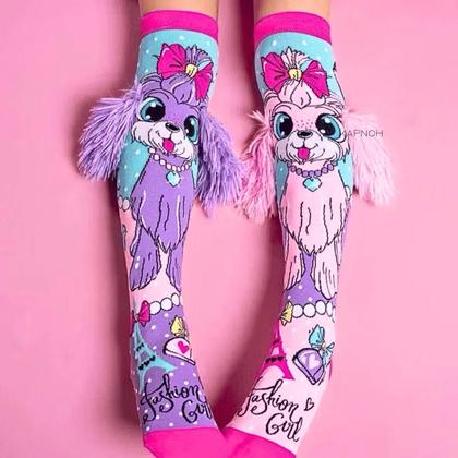 Imagem de Meia Maluca Divertida Cano Alto 3D Menina Menino Infantil