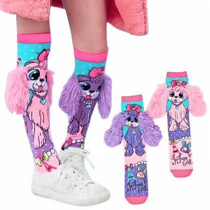 Imagem de Meia Maluca Divertida Cano Alto 3D Menina Menino Infantil