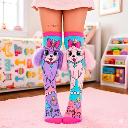 Imagem de Meia Maluca Divertida Cano Alto 3D Menina Menino Infantil