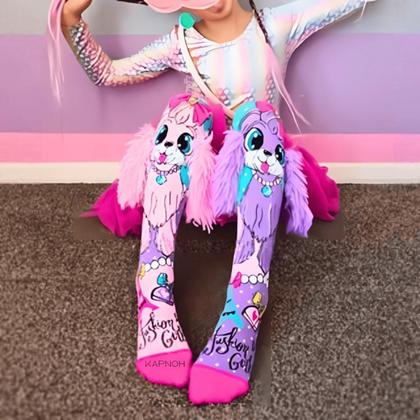 Imagem de Meia Maluca Divertida Cano Alto 3D Menina Menino Infantil