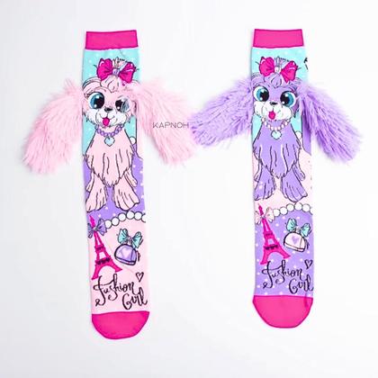 Imagem de Meia Maluca Divertida Cano Alto 3D Menina Menino Infantil